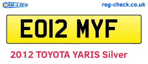 EO12MYF are the vehicle registration plates.