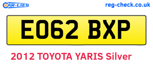 EO62BXP are the vehicle registration plates.