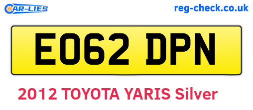 EO62DPN are the vehicle registration plates.