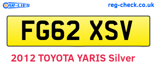 FG62XSV are the vehicle registration plates.