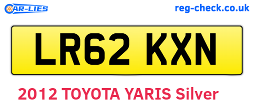 LR62KXN are the vehicle registration plates.