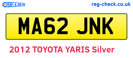 MA62JNK are the vehicle registration plates.