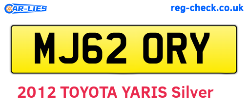 MJ62ORY are the vehicle registration plates.