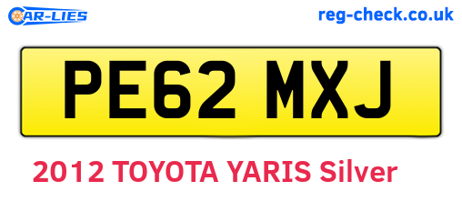 PE62MXJ are the vehicle registration plates.