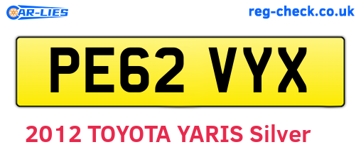 PE62VYX are the vehicle registration plates.