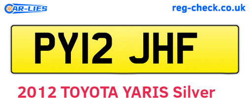 PY12JHF are the vehicle registration plates.