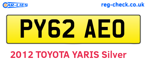 PY62AEO are the vehicle registration plates.