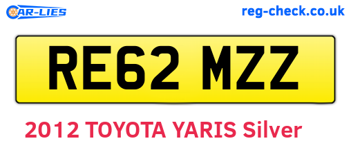 RE62MZZ are the vehicle registration plates.