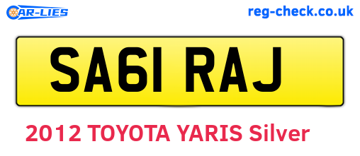 SA61RAJ are the vehicle registration plates.