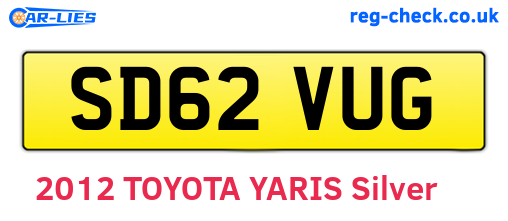 SD62VUG are the vehicle registration plates.