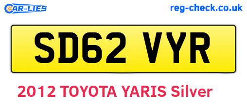 SD62VYR are the vehicle registration plates.