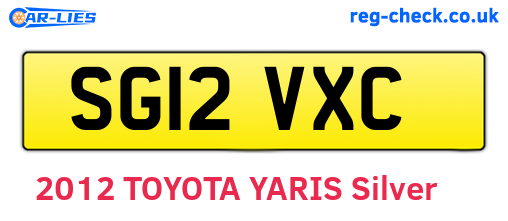 SG12VXC are the vehicle registration plates.