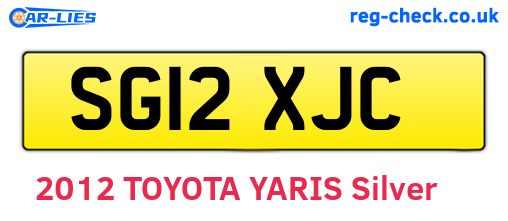SG12XJC are the vehicle registration plates.