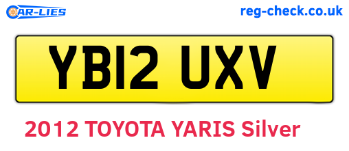 YB12UXV are the vehicle registration plates.
