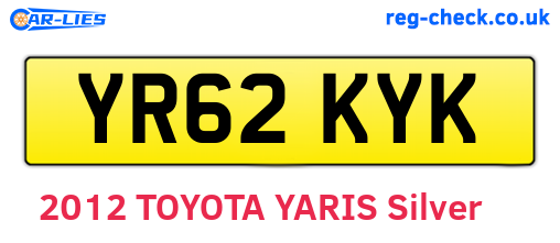YR62KYK are the vehicle registration plates.
