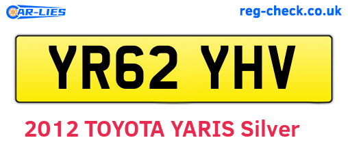 YR62YHV are the vehicle registration plates.