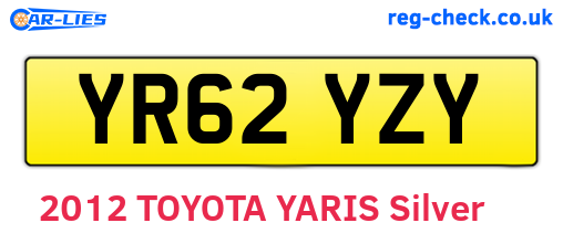 YR62YZY are the vehicle registration plates.