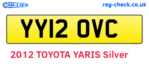 YY12OVC are the vehicle registration plates.