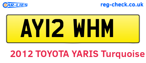 AY12WHM are the vehicle registration plates.