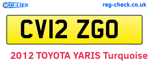 CV12ZGO are the vehicle registration plates.