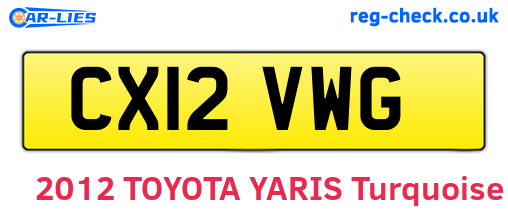 CX12VWG are the vehicle registration plates.