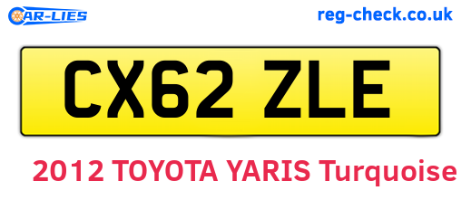 CX62ZLE are the vehicle registration plates.