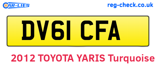 DV61CFA are the vehicle registration plates.