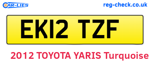 EK12TZF are the vehicle registration plates.