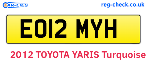 EO12MYH are the vehicle registration plates.