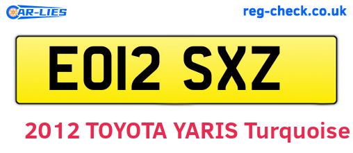 EO12SXZ are the vehicle registration plates.