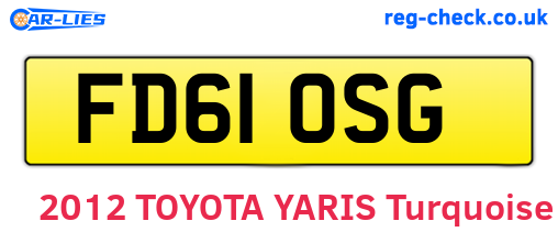 FD61OSG are the vehicle registration plates.