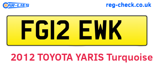 FG12EWK are the vehicle registration plates.