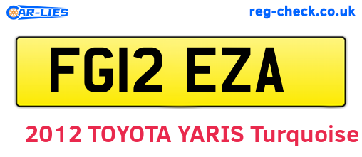 FG12EZA are the vehicle registration plates.