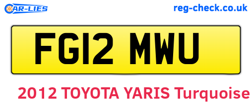 FG12MWU are the vehicle registration plates.