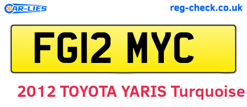 FG12MYC are the vehicle registration plates.