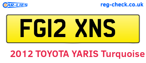 FG12XNS are the vehicle registration plates.