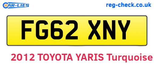 FG62XNY are the vehicle registration plates.