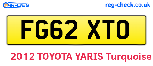FG62XTO are the vehicle registration plates.
