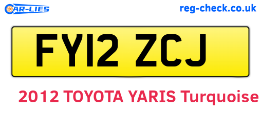FY12ZCJ are the vehicle registration plates.