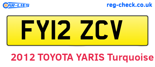 FY12ZCV are the vehicle registration plates.