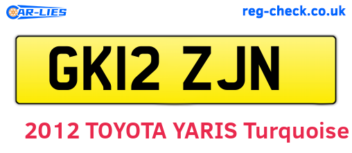 GK12ZJN are the vehicle registration plates.