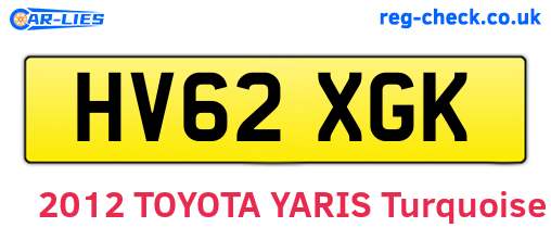 HV62XGK are the vehicle registration plates.