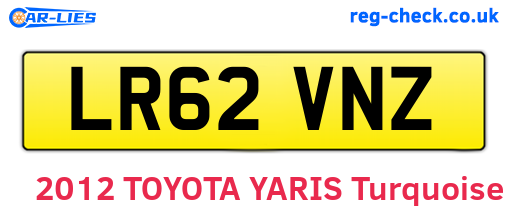 LR62VNZ are the vehicle registration plates.