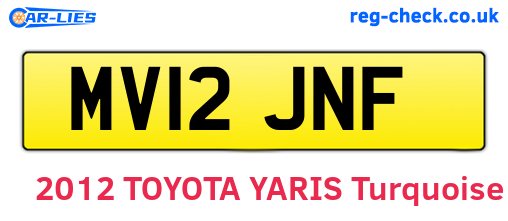 MV12JNF are the vehicle registration plates.