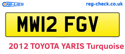 MW12FGV are the vehicle registration plates.