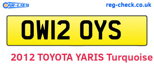 OW12OYS are the vehicle registration plates.
