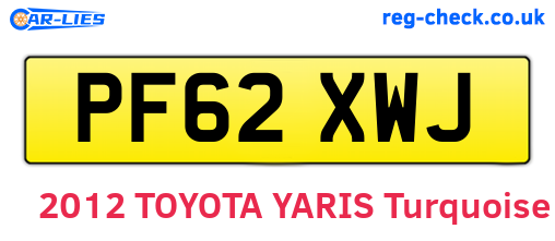 PF62XWJ are the vehicle registration plates.