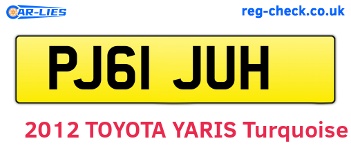 PJ61JUH are the vehicle registration plates.