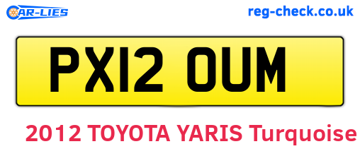 PX12OUM are the vehicle registration plates.
