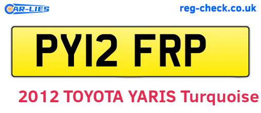 PY12FRP are the vehicle registration plates.